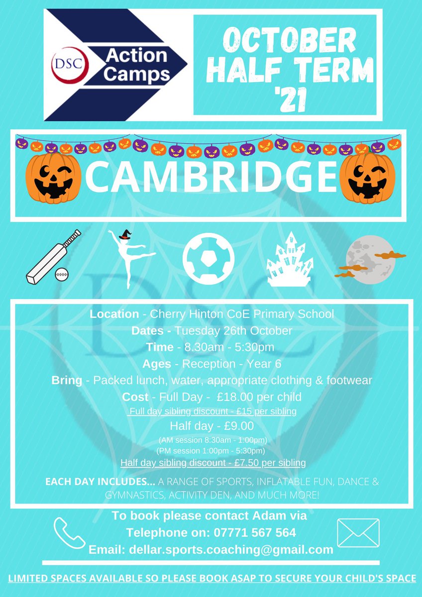 Dellar_SC's tweet image. #OctoberHalfTerm #SchoolHolidayCamps 
#TeamDSC
🔵⚪️🔴
🎃🧛🏻🧟🎃