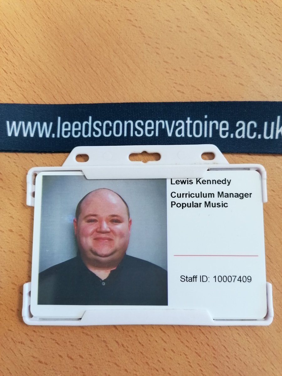 LewisFKennedy's tweet photo. Lanyard and dodgy ID photo in hand, thus begins my first 'proper' week as new Curriculum Manager: Popular Music at Leeds Conservatoire (@LeedsMusicDrama). Really looking forward to meeting the students and getting to know this wonderful institution! https://t.co/UGGj2vWLTF
