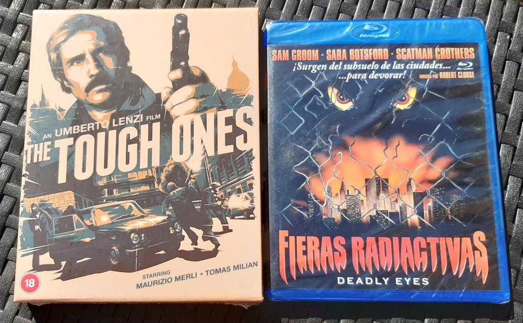 New additions on blu-ray... #TheToughOnes (1976 - Dir. #UmbertoLenzi) and #DeadlyEyes (1982 - Dir. #RobertClouse).