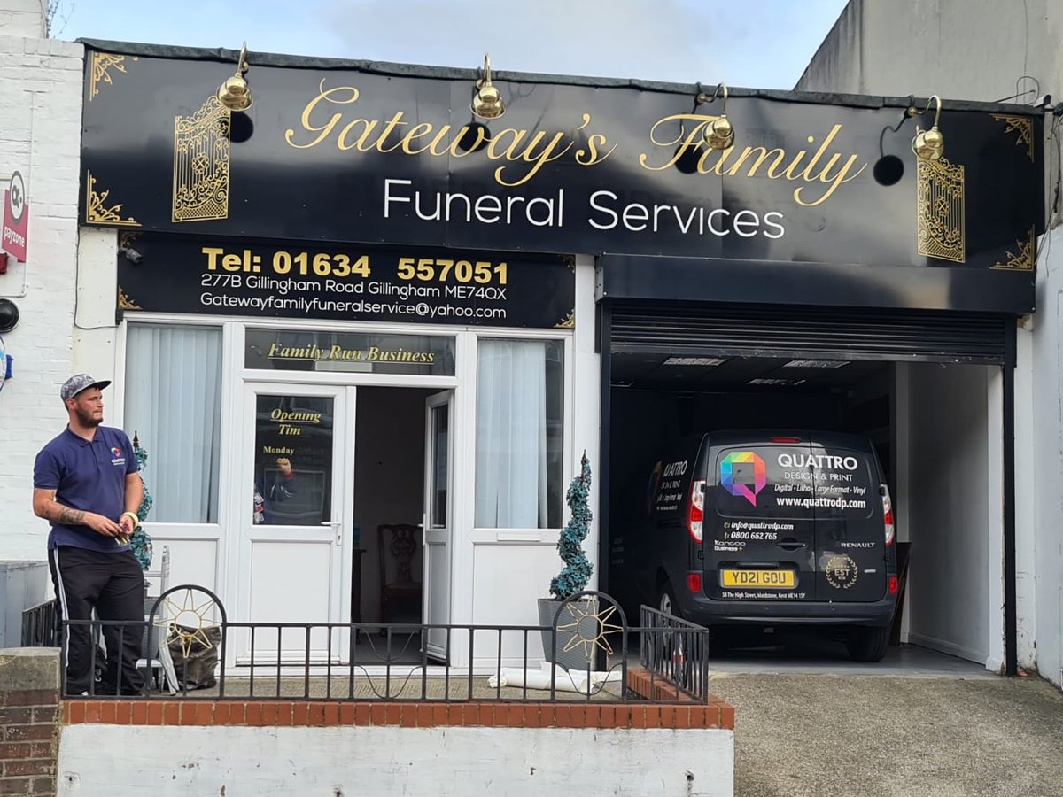 Quattro designed, printed and installed Gateways family funeral shop front last week. 
#design #print #installation #retail #revamp #supportlocal #printers #windowgraphics #graphics #branding #graphicdesign #printingcompany #businesscards #posters #art #logo #graphicdesigners