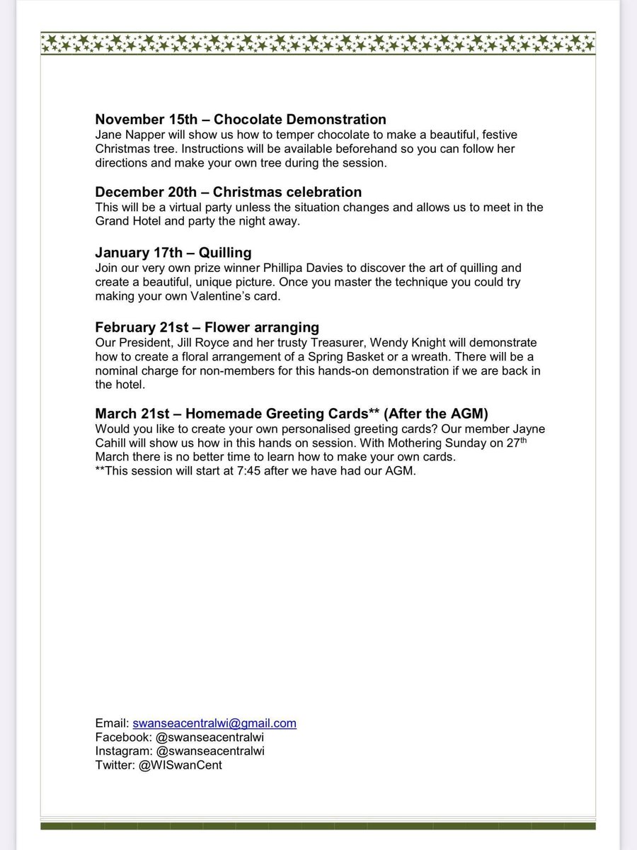 Here is our programme for 2021-22. Hope there is something here for everyone to enjoy 😃