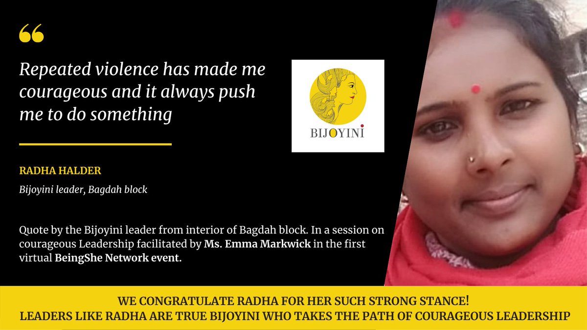 "Repeated violence has made me courageous and it always push me to do something," - Radha Halder

Let us congratulate  Bijoyini leader Radha for her such strong stance.

#womenempowerment  #CourageToLead