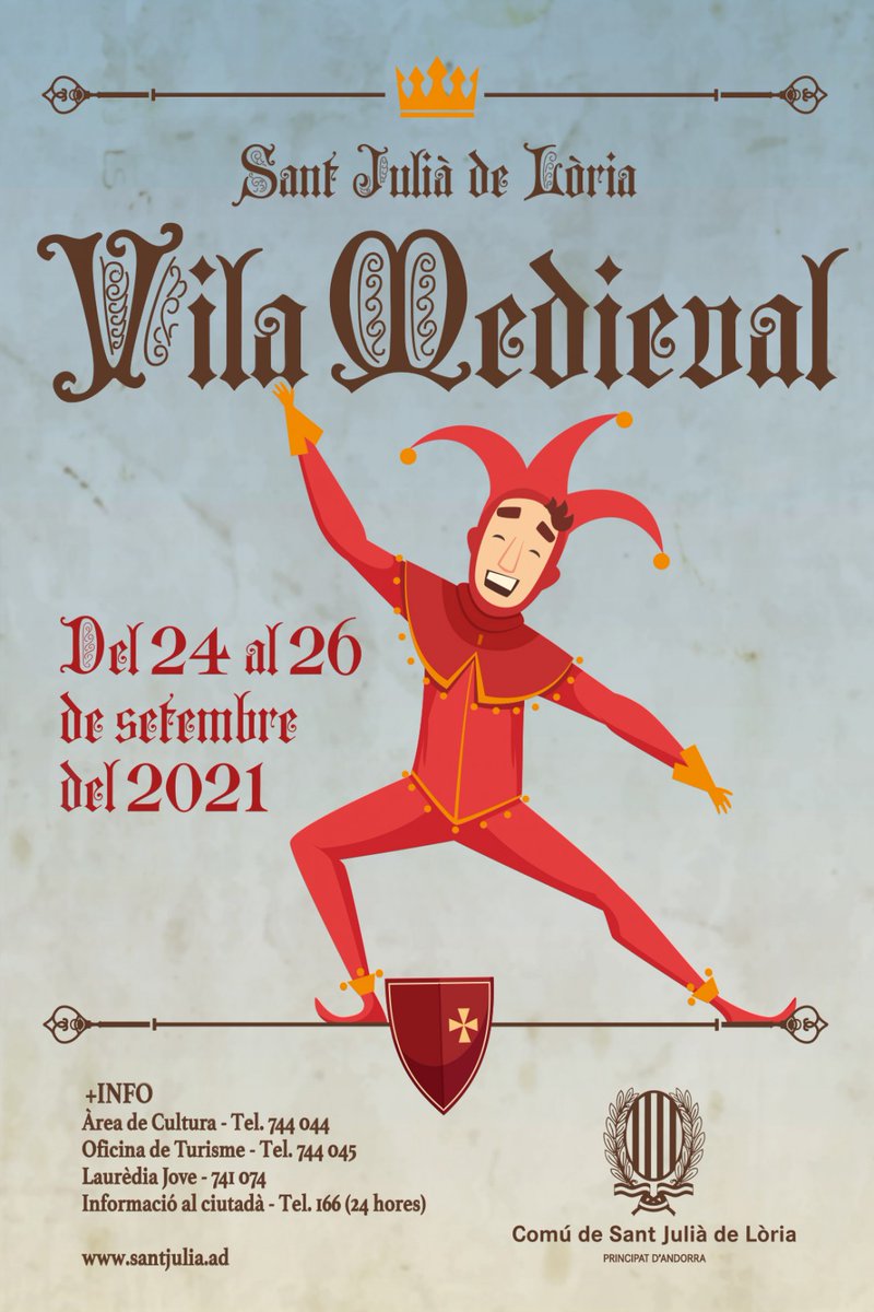 AgendaAD's tweet photo. 🏰 Del 24 al 26 de setembre, Sant Julià de Lòria es convertirà, un any més, en una Vila Medieval. Consulteu el programa d'activitats 👉https://t.co/7S7ThiwUtA @comusantjulia #vilamedieval #festesitradicions #agenda #andorra #quèfem https://t.co/Zjc89aa38K