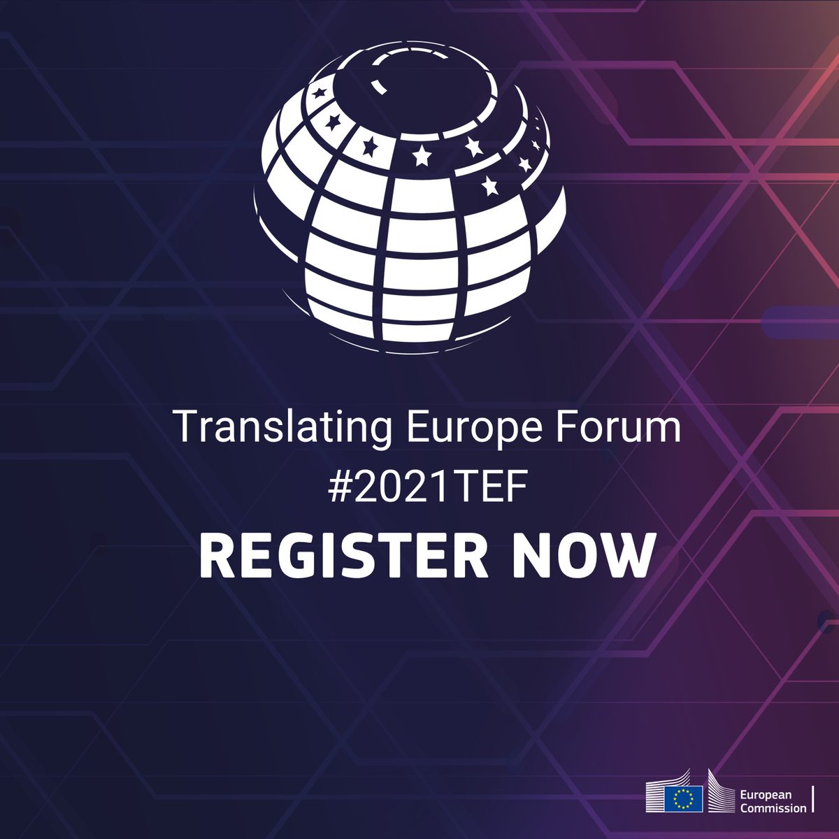 #2021TEF "Collaboration in Times of Automation" ‼️ 
It's time to experience:
➡️The future of the translation profession 
➡️The best online networking yet 
➡️Live demonstrations of IT tools 
➡️Inspirational speakers 
Register NOW to participate for FREE
🔗 europa.eu/!86Gqbh