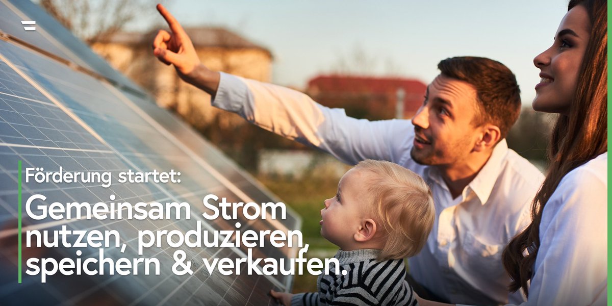 Ab heute fördern wir die Umsetzung von #Energiegemeinschaften - und ermöglichen es den Menschen, gemeinsam Erneuerbare #Energie zu nutzen, produzieren, speichern und verkaufen. (1/2)