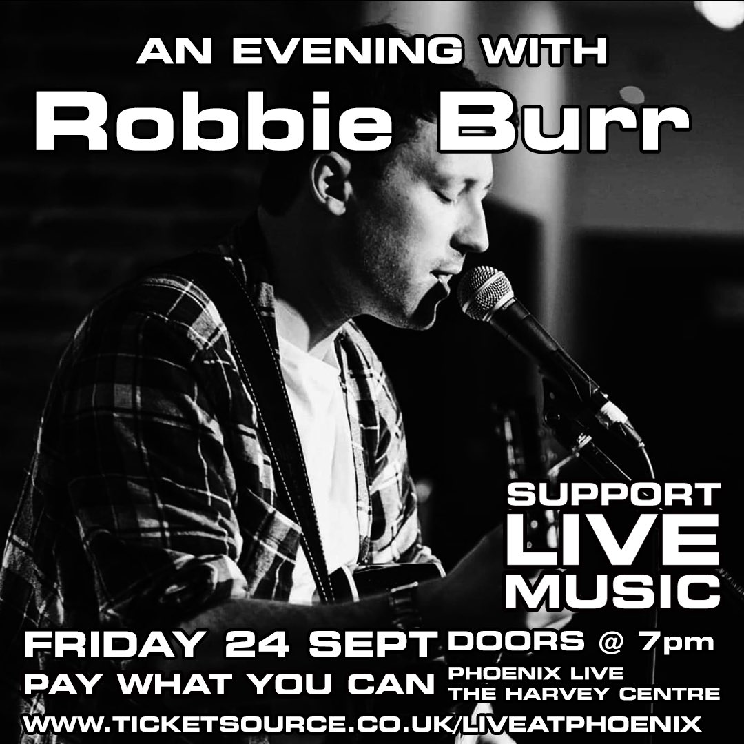 Friday night Robbie Burr returns to our stage. Come along and enjoy his acoustic set!
