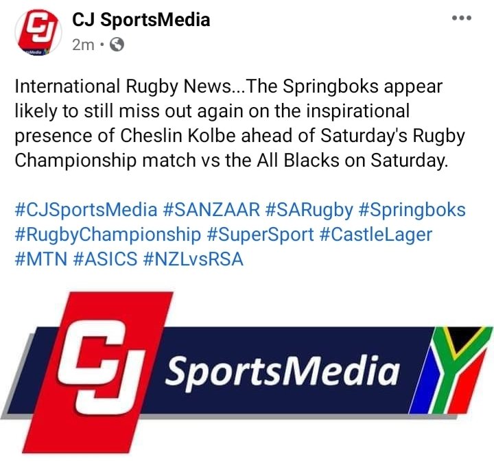 #CJSportsMedia #SANZAAR #SARugby #Springboks #RugbyChampionship #SuperSport #CastleLager #MTN #ASICS #NZLvsRSA