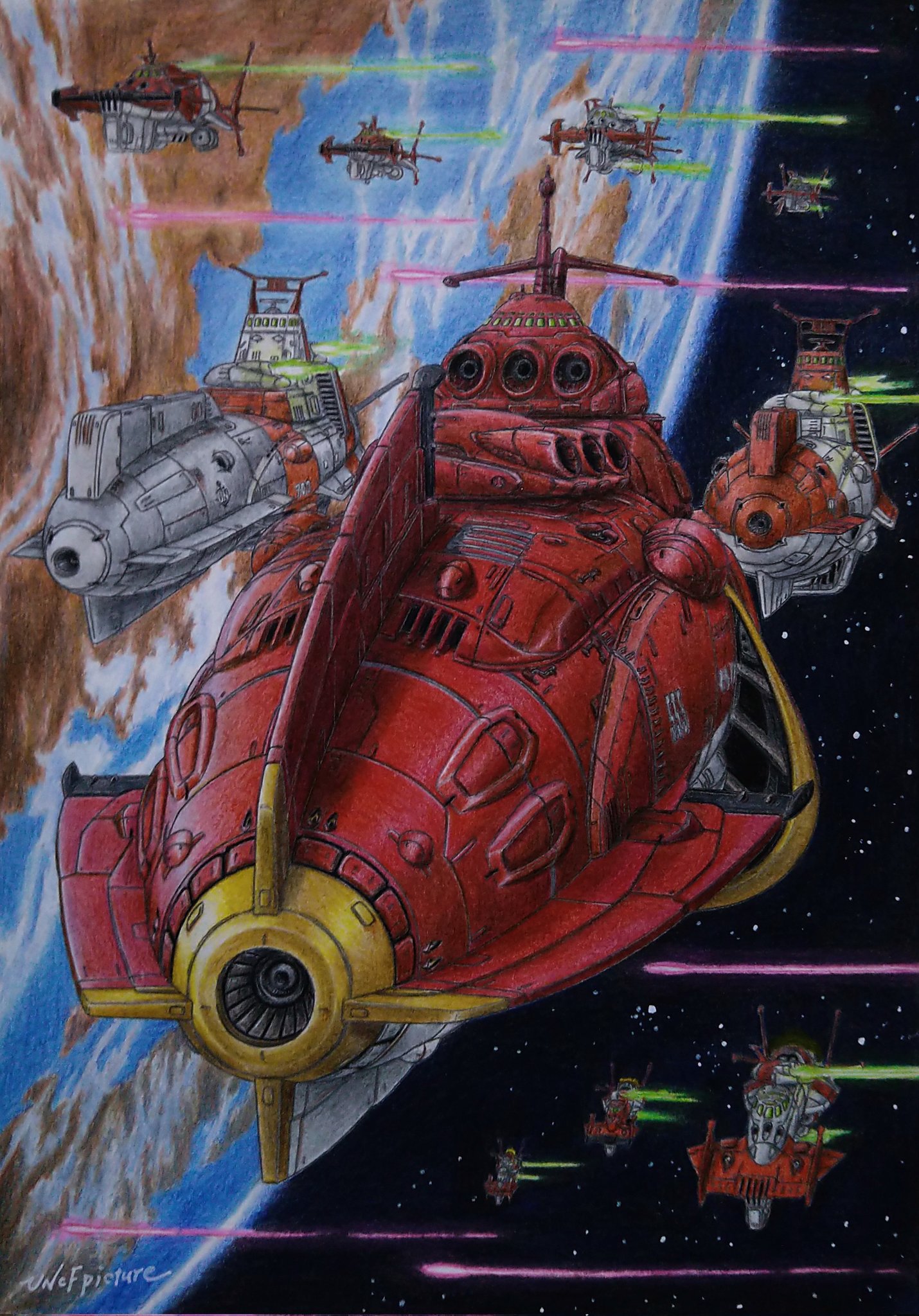 توییتر 国連宇宙軍 三等宙尉 در توییتر 絶対防衛線 火星を絶対防衛線とした反攻作戦 第二次火星沖海戦 を描きました 三等宙尉のイラスト 色鉛筆 T Co Xpsmeiyosp