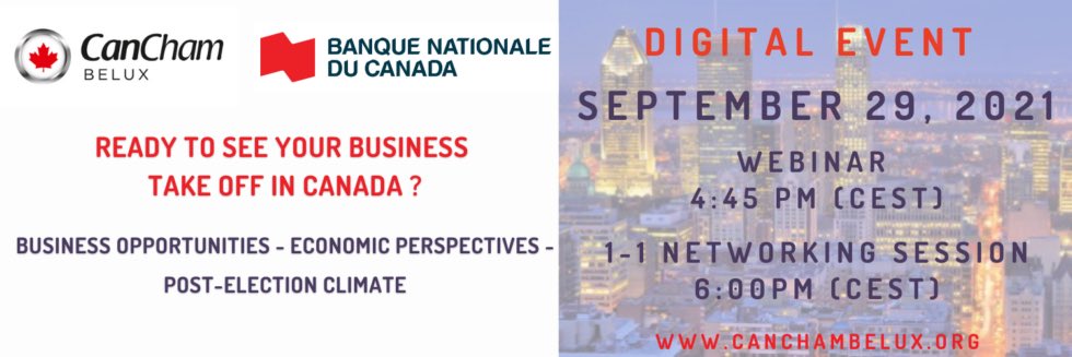 Ready to see your #business take off on #Canada? 
Join our digital event on September 29 🇨🇦 🇧🇪 🇱🇺 keynote speech by <a href="/rachelle_sorin/">Rachelle Sorin</a> <a href="/banquenationale/">Banque Nationale</a> contributions from Cindy Tereba <a href="/ccluxembourg/">Chambre de Commerce du Luxembourg</a> and <a href="/joris_olivier/">Joris Olivier</a> <a href="/VBOFEB/">VBO FEB</a> 

Registration: canchambelux.org