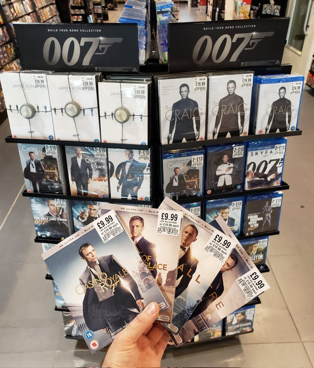 hmvWestfield's tweet photo. We have a #jamesbond promo! With No Time To Die hitting the cinema soon, why not complete the collection #thenamesbond #BluRay #4k #bond https://t.co/dri20ZK2iq