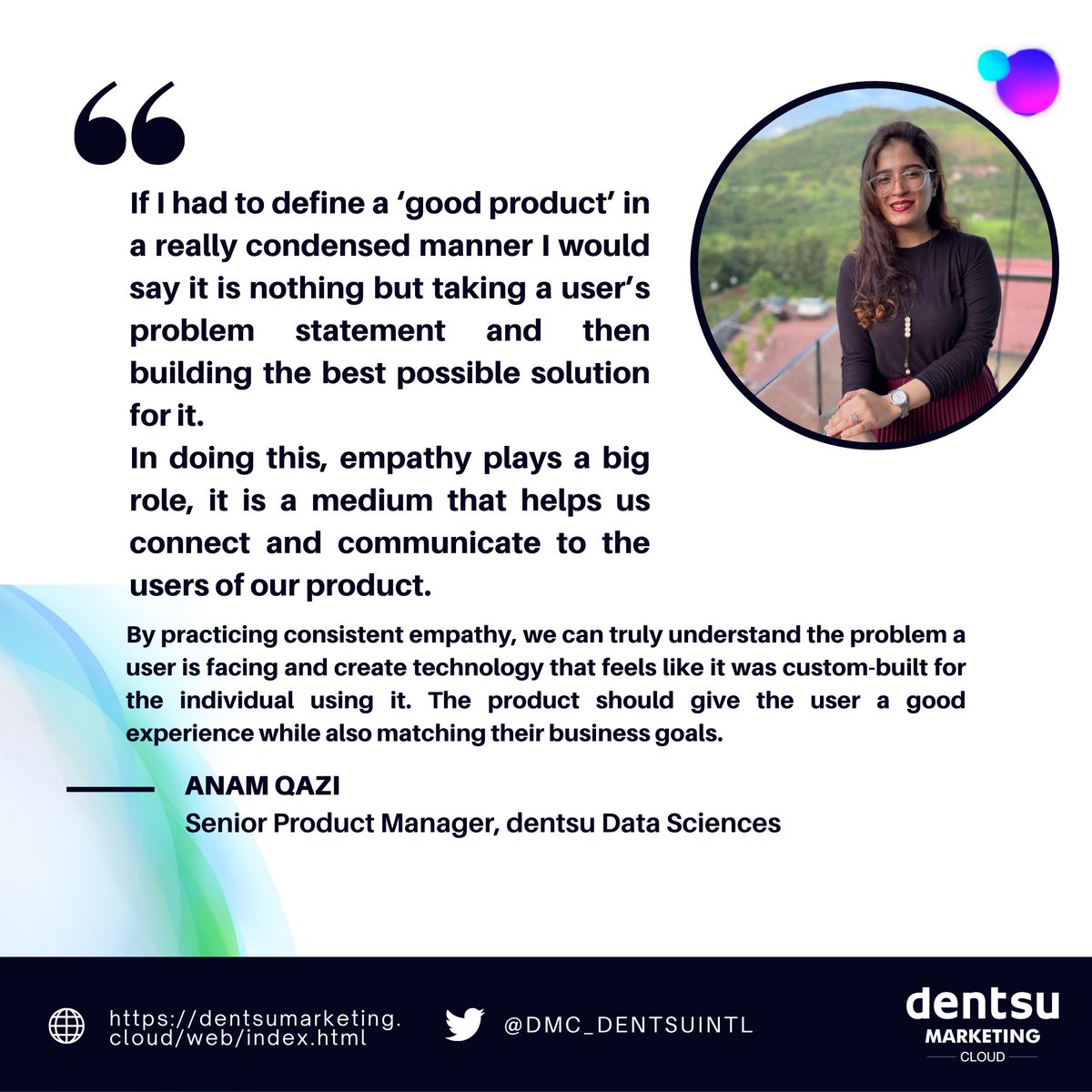 Our Senior Product manager Anam Qazi shares her thoughts on the importance of empathy in building good products. Stay tuned for more from her! #dentsu #dentsumarketingcloud #empathy #frontend #productamanagment