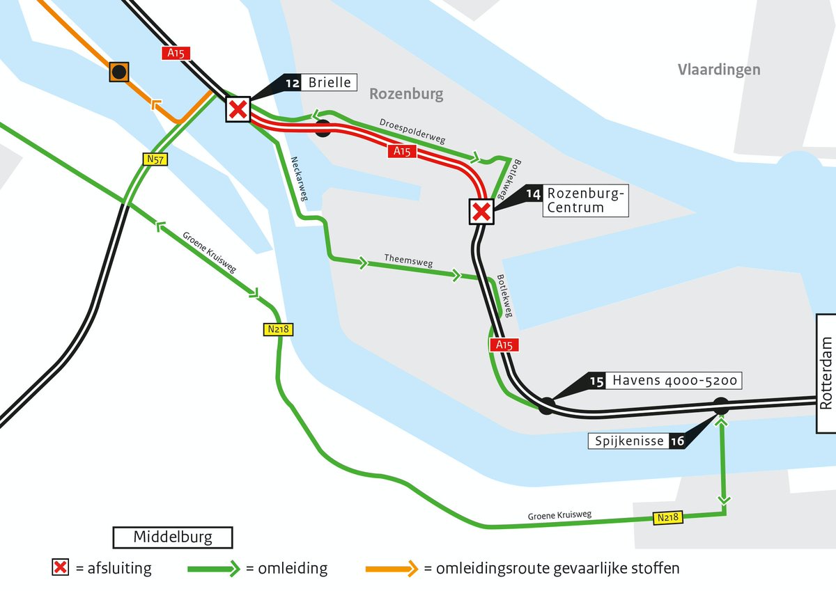 Weggebruikers op de #A15 opgelet! ⚠️ In het weekend van 24 tot 27 september gaan we aan de slag bij #Rozenburg en de #Suurhoffbrug. Houd rekening met een extra reistijd van 10 tot 30 minuten. Meer weten? 👉 bit.ly/3CufVNH