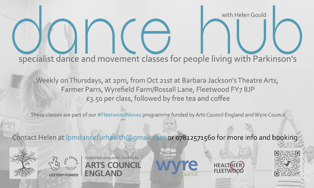LPMDanceTheatre (@lpmdancetheatre) on Twitter photo Super excited to announce our brand new class for people living with Parkinson's and their friends and family. Dance Hub starts on the 21st of October in Fleetwood as part of our #fleetwoodmoves programme. <a href="/HealthierFltwd/">Healthier Fleetwood</a> <a href="/FleetwoodWeekly/">FleetwoodWeeklyNews</a> Supported by <a href="/ace_national/">Arts Council England</a> <a href="/wyrecouncil/">Wyre Council</a> Super excited to announce our brand new class for people living with Parkinson's and their friends and family. Dance Hub starts on the 21st of October in Fleetwood as part of our #fleetwoodmoves programme. <a href="/HealthierFltwd/">Healthier Fleetwood</a> <a href="/FleetwoodWeekly/">FleetwoodWeeklyNews</a> Supported by <a href="/ace_national/">Arts Council England</a> <a href="/wyrecouncil/">Wyre Council</a>