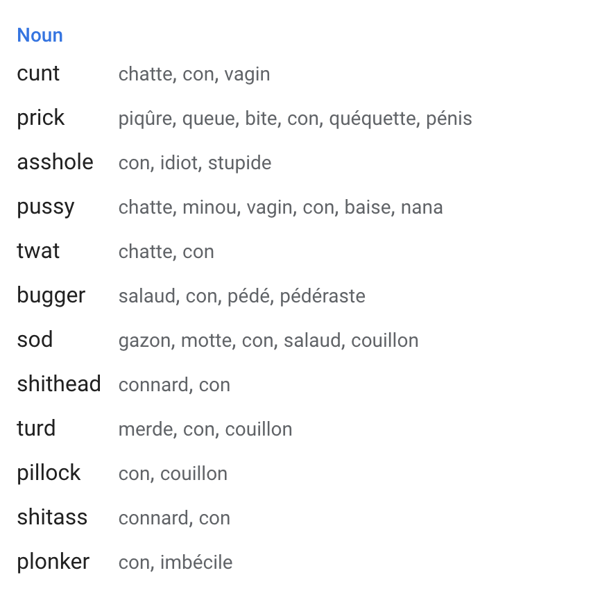 stacyherbert's tweet photo. In French, 'con' means whatever insult you want it to mean. Apparently. https://t.co/wxSfeoNQmc