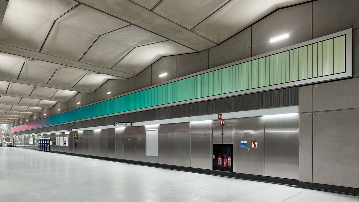 Former RCA Sculpture student #AlexandredaCunha’s permanent artwork ‘Sunset, Sunrise, Sunset’ commissioned by Art on the Underground (<a href="/aotulondon/">Art on the Underground</a>) is now on display at the newly opened #BatterseaPowerStation tube!

Read more >>> bit.ly/2VT4z6a

#TfL #NorthernLineExtension