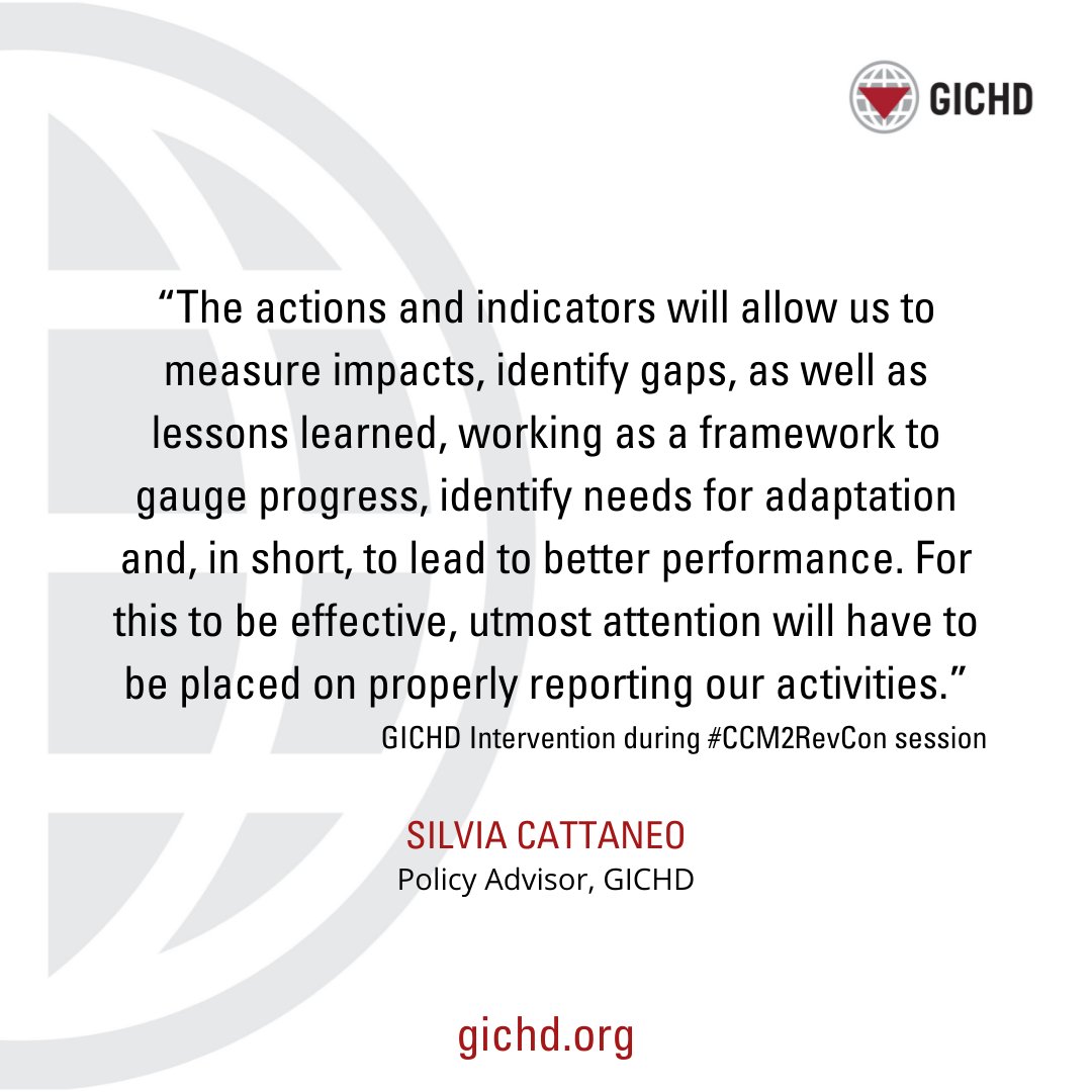 theGICHD's tweet image. &quot;The GICHD welcomes and supports the Convention’s stronger orientation towards results, as embodied in the incorporation of measurable actions and indicators in the plan.&quot; shares our Policy Advisor, Silvia Cattaneo during her intervention at #CCM2RevCon.
