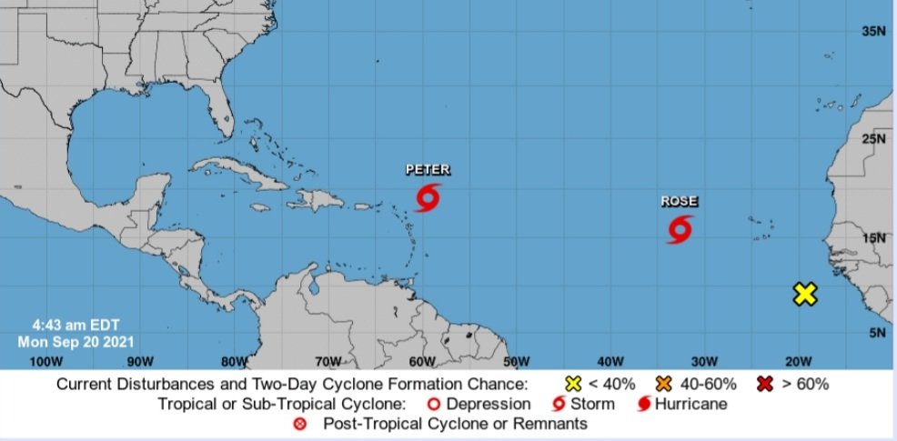 We continue to monitor activity in the Hurricane Season this morning. Tropical Storms Peter and Rose are currently over the Tropical Atlantic Ocean but neither poses a threat to Jamaica or the Caribbean region.
<a href="/MHureccjm/">Ministry of HURECC</a>