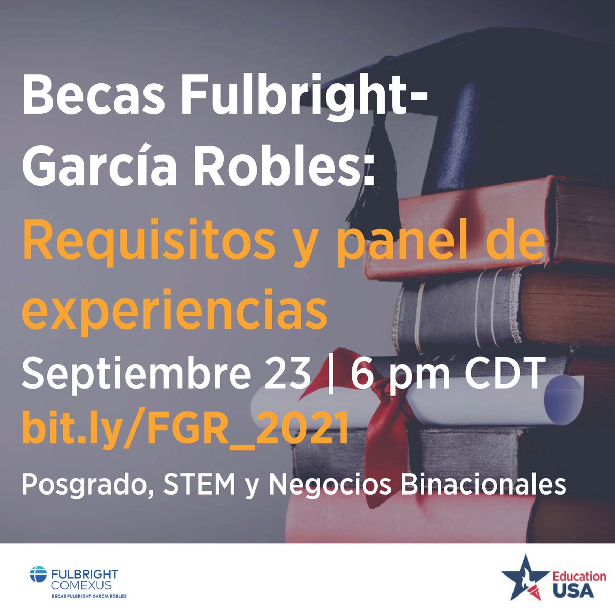 uadyglobal's tweet photo. Compartimos la invitación de @EducationUSAYuc para el webinar informativo para explicar los requisitos de las becas de Estudios de Posgrado, STEM Regional y Negocios Binacionales, así como un panel de exbecarios.

Registro: https://t.co/7QVZmejejb https://t.co/yVXayT5jH1