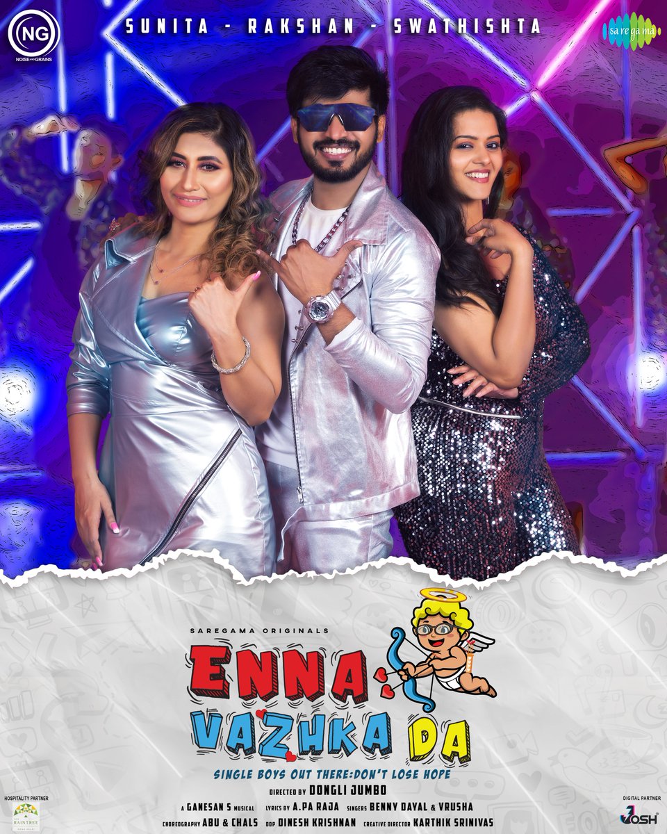 Saregama South (@saregamasouth) on Twitter photo பப்பா 🎺 பப்பாம் 🎺 ப்பாம் 🎺
Presenting the first look poster of #EnnaVazhkaDa Ft. <a href="/VjRakshan/">VJ Rakshan</a> <a href="/gogoi_sunita/">Sunita Gogoi</a> <a href="/swathishta/">Swathishta krishnan</a> #GPMuthu
A <a href="/Ganesan_S_/">Ganesan S</a> Musical
<a href="/Benny_Dayal/">Benny Dayal</a> <a href="/Singer_vrusha/">Vrusha Balu</a> <a href="/aparajalyrics/">Aparaja</a> <a href="/DONGLI_JUMBO/">Dongli Jumbo</a> <a href="/dineshkrishnanb/">Dinesh krishnan DOP</a> <a href="/noiseandgrains/">Noise And Grains</a> <a href="/onlynikil/">Nikil Murukan</a> #SaregamaOriginals பப்பா 🎺 பப்பாம் 🎺 ப்பாம் 🎺
Presenting the first look poster of #EnnaVazhkaDa Ft. <a href="/VjRakshan/">VJ Rakshan</a> <a href="/gogoi_sunita/">Sunita Gogoi</a> <a href="/swathishta/">Swathishta krishnan</a> #GPMuthu
A <a href="/Ganesan_S_/">Ganesan S</a> Musical
<a href="/Benny_Dayal/">Benny Dayal</a> <a href="/Singer_vrusha/">Vrusha Balu</a> <a href="/aparajalyrics/">Aparaja</a> <a href="/DONGLI_JUMBO/">Dongli Jumbo</a> <a href="/dineshkrishnanb/">Dinesh krishnan DOP</a> <a href="/noiseandgrains/">Noise And Grains</a> <a href="/onlynikil/">Nikil Murukan</a> #SaregamaOriginals