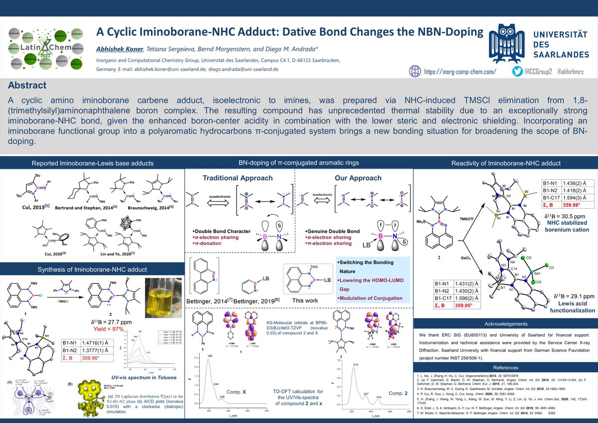 Abhishek Koner (@abhirkmrc) on Twitter photo Hi <a href="/LatinXChem/">LatinXChem</a>, this is my work on NHC stabilized cyclic iminoboranes with an incorporated iminoborane functionality into a π-conjugated system. #LatinXChem #LXChemInorg #Inorg002 Hi <a href="/LatinXChem/">LatinXChem</a>, this is my work on NHC stabilized cyclic iminoboranes with an incorporated iminoborane functionality into a π-conjugated system. #LatinXChem #LXChemInorg #Inorg002