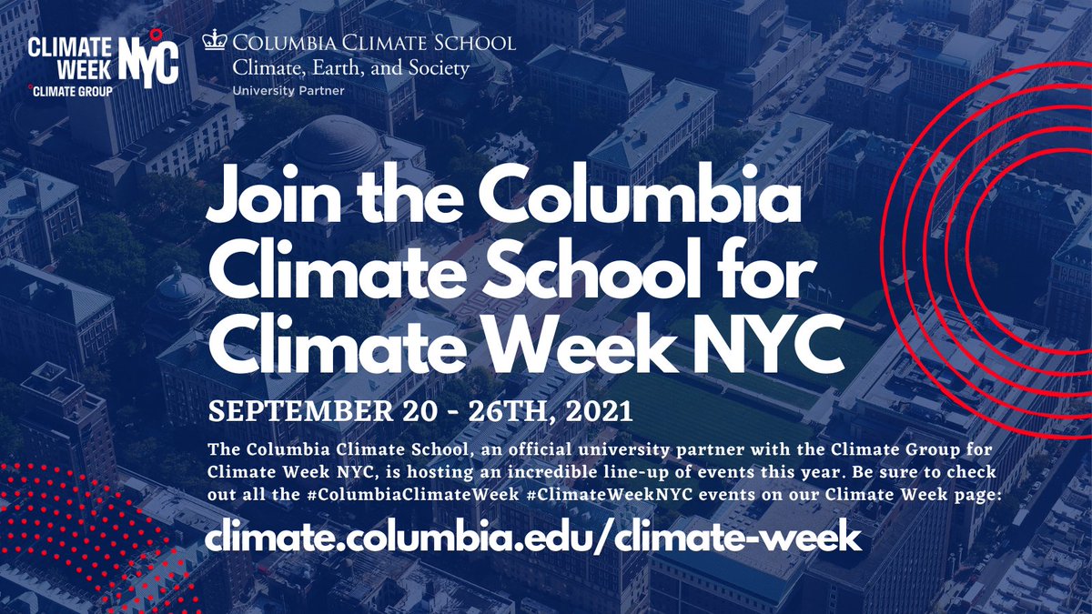 #ClimateWeekNYC starts today! The climate crisis is here and the time for action is now. Check out the line-up of #ColumbiaClimateWeek events we have in store and join the conversation today. climate.columbia.edu/climate-week