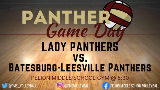 PMS_Volleyball's tweet photo. It's #GameDay! Your Lady Panthers will take on the @Bates_Lees_MS Panthers tonight at home- starting at 5:30! #GoPanthers #PelionPROWL #1Team https://t.co/AdeEhEPsrd