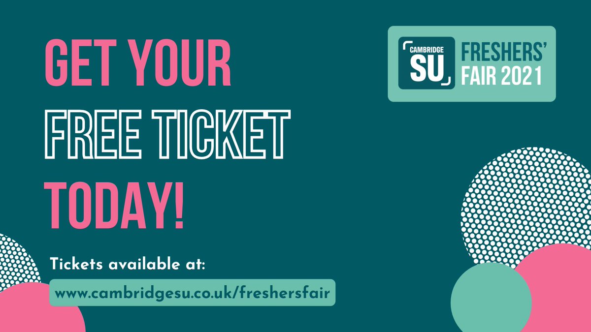Cambridge SU Freshers' Fair is coming soon! 🎪
Join us on Tues 5th and Wed 6th October on Parker’s Piece, to find out what Cambridge has to offer to both new and returning students. Book your free tickets here, after logging in with your uni account: cambridgesu.native.fm/event/cambridg…