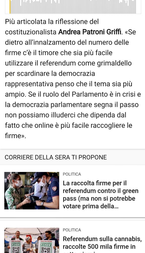 Un'intervista a me e altri colleghi sul CorSera di oggi su referendum, firme e democrazia rappresentativa.
Non 'spaventa' certo il #referendum in sé ma la crisi di parlamento e democrazia rappresentativa, che ha radici molteplici e profonde.

corriere.it/politica/21_se…
