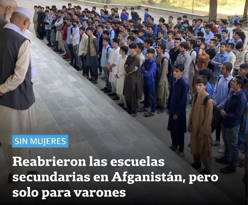 AyelenAlancay's tweet photo. Empezaron las clases en Afganistán solo con hombres en las escuelas

Dónde está el feminismo? Piden matar a sus hijos en sus vientres con el aborto pero cuando realmente se vulnera el Derecho de la mujer se callan 
Reflejo de una lucha ideológica y no de una real convicción https://t.co/o7YqIASvBX