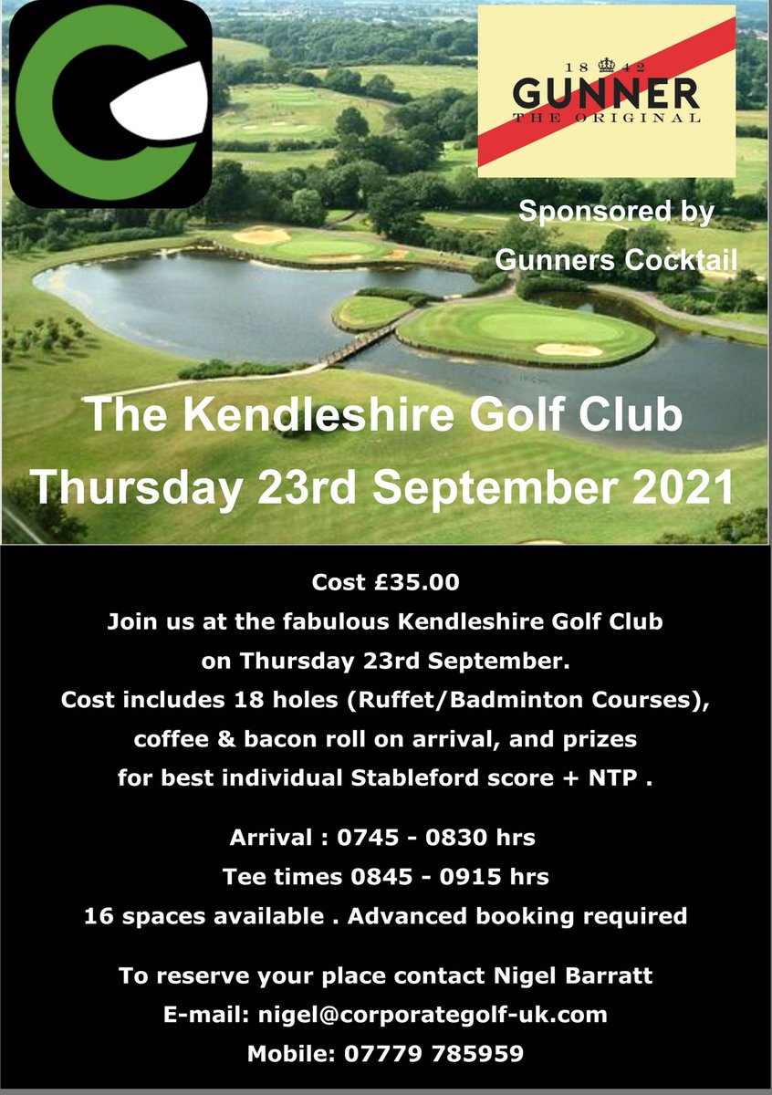 UKCorporateGolf's tweet photo. I can’t wait to see who wins a case of Gunners @GunnersCocktail for nearest the pin @thekendleshire on Thursday - competition is going to be tough with the quality of players attending including Pro @MunroAlex thirsty @Krisscawson1 and UK Corporate Golf Champion @lewyssanges 🎯 https://t.co/vCf0VatkPM