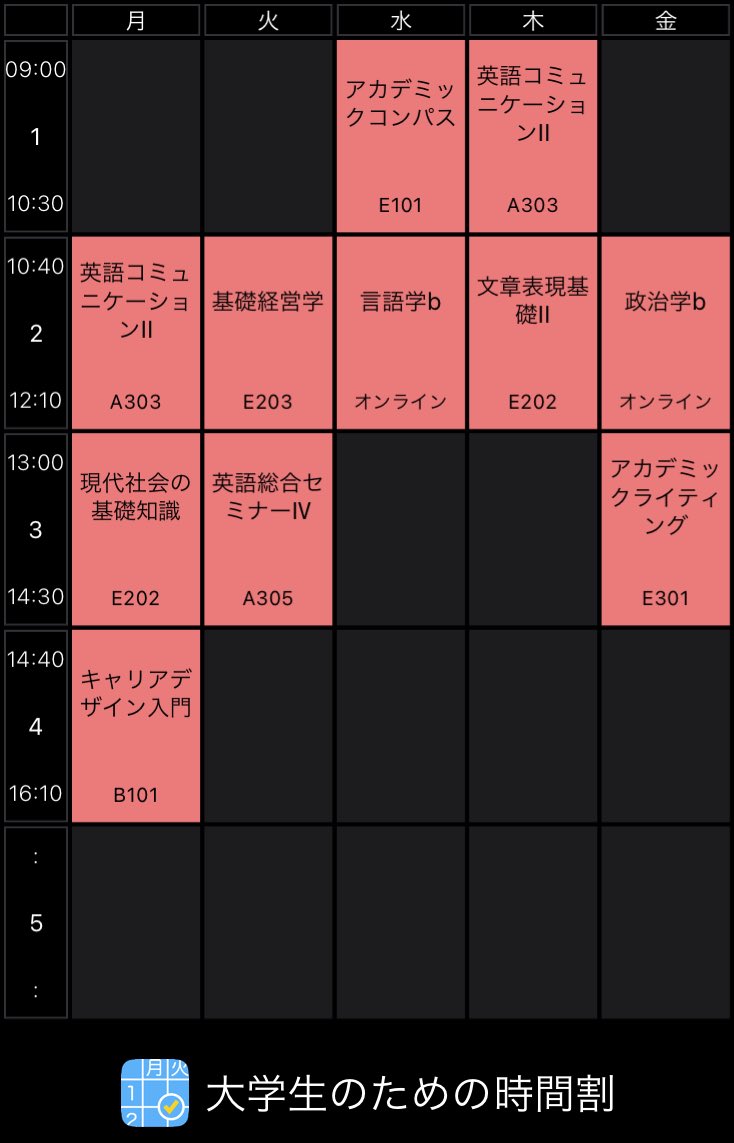 授業被ってる人いれば、いいねかDMください！