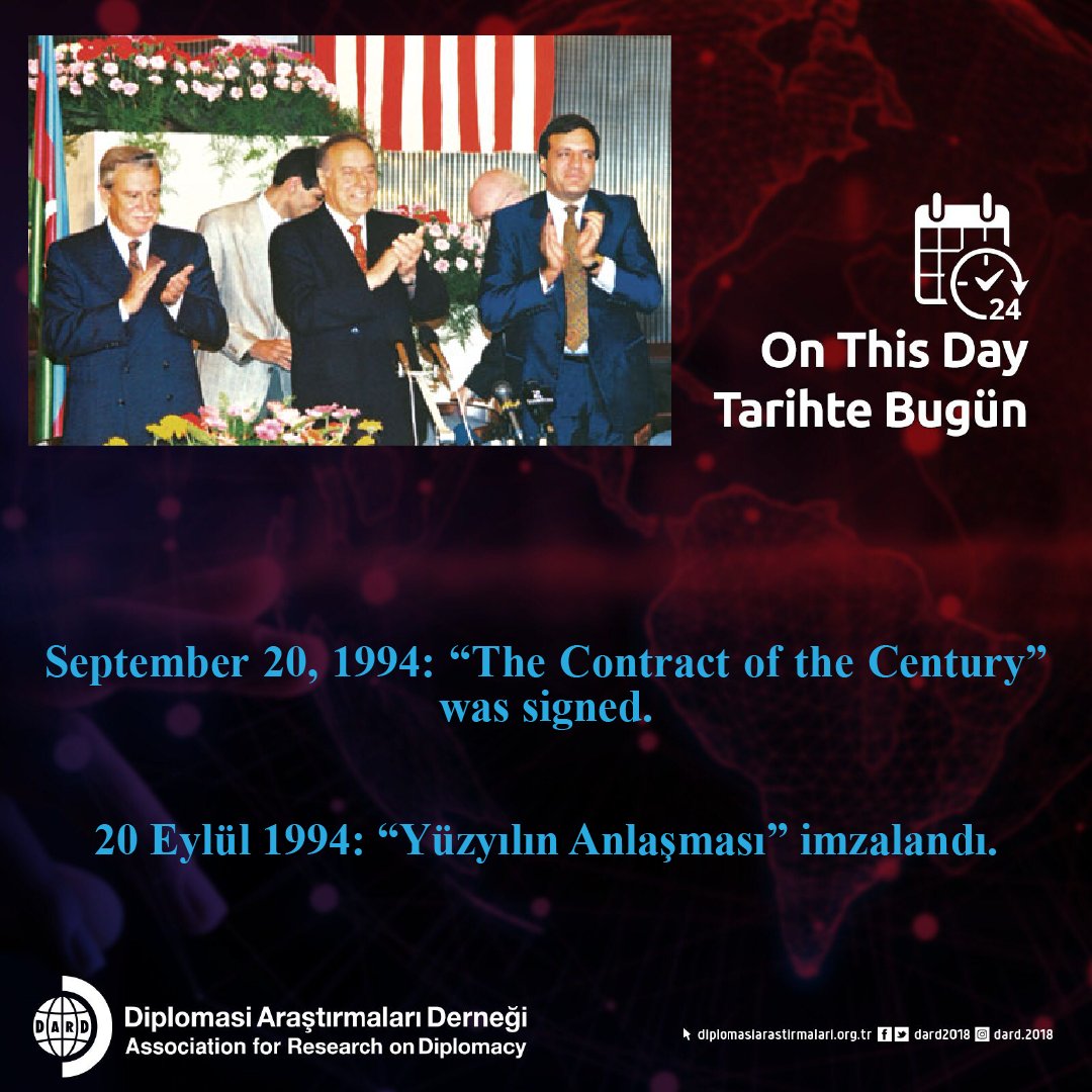 dard2018's tweet photo. On This Day/Tarihte Bugün
#tarihtebugün #onthisday #dard #dard2018 #diplomasi #tarih #uluslararasıilişkiler #internationalrelations #yüzyılınanlaşması #contractofthecentury #azerbaycan #azerbaijan #hazardenizi #caspiansea #bp #tpao #unocal #lukoil #itochu #20eylül #september20 https://t.co/ItfyM5pcBM