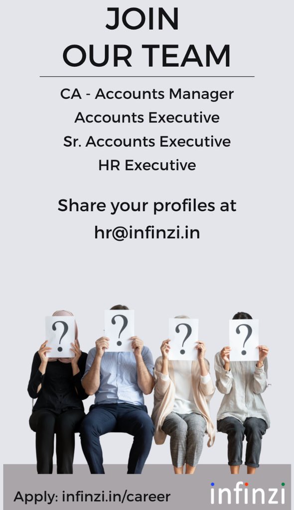 infinzi's tweet photo. We are hiring. Send your profiles at hr@infinzi.in #infinzi #hiring #jobopportunity #accounting #jobvacancy #mumbai https://t.co/DUULkZtXLl