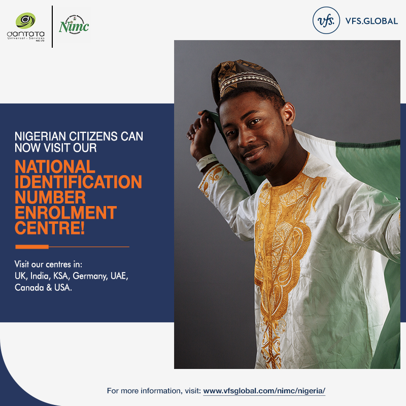 VFSGlobal's tweet photo. VFS Global, in partnership with DANTATA Universal, offers the Nigerian diaspora the convenience of submitting their National Identification Number (NIN) application at either one of our Centres in India, UK, Germany, USA, Saudi Arabia, Canada &amp; USA.
Visit: https://t.co/9dI8zCDC3w https://t.co/M2LNs3pkwR