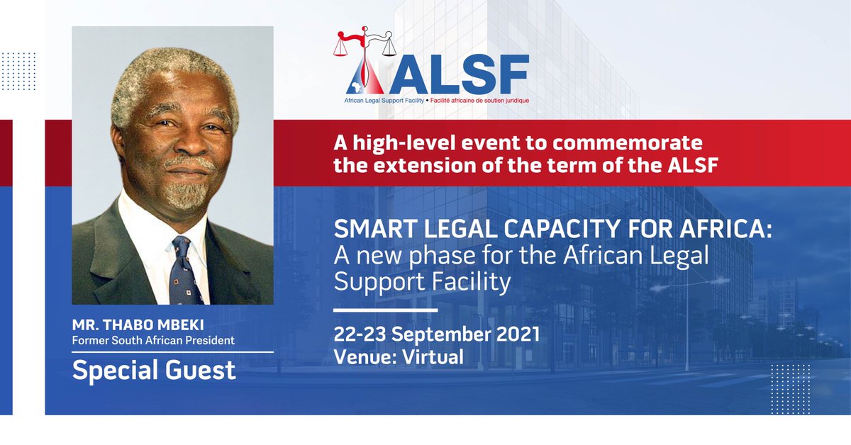 AfDB_Group's tweet photo. Join African Development Bank Group President @akin_adesina at the African #LegalSupport Facility high-level event.
#ALSFHLE special guests include:
➡️ Former South African President Thabo Mbeki
➡️ World Trade Organization DG @NOIweala
Register: https://t.co/yIhY6P8NTl https://t.co/p2iY1HOlIY