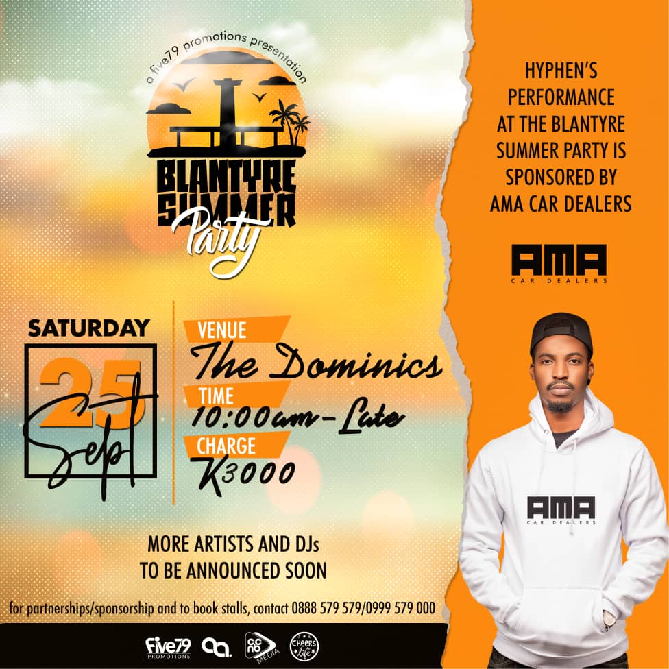 AlipoAndrewsII's tweet photo. #BlantyreSummerParty 

25th September 2021 at The Dominics K3,000 Charges 

● @MfumuHyphen ● @achinagattahase ● @Eli_Njuchi ● @sangie_official 

Come through and enjoy. https://t.co/ENnK9QoG4o
