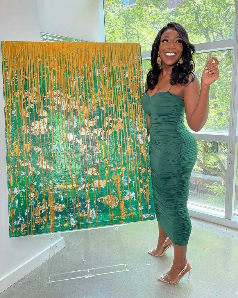 BlackArt365's tweet photo. EMERALD EVOLUTION
art by @dunnietheartist
——
“Emerald Evolution” from @DunnieTheArtist Endless Summer 2021 Collection 
Status: 🟢 AVAILABLE
36x48in / 3x4ft Gallery Wrapped Canvas 
Medium: Satin Acrylic, Metallic Acrylic &amp; Gold Leaf Embellishments 
•
•… https://t.co/jxITRwB2ql https://t.co/F9ZsT78r7x
