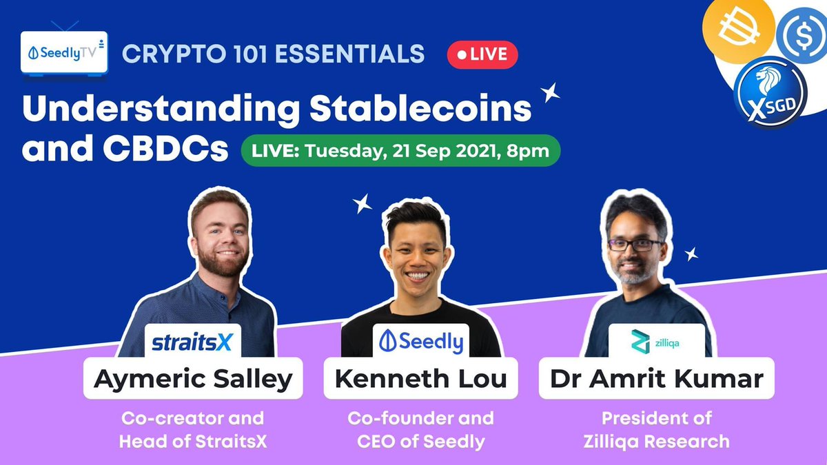 See you on SeedlyTV tomorrow to talk about all things Stablecoins and CBDCs soon! Let’s dive deeper into SG first stablecoin XSGD on the ZIL network. <a href="/maqstik/">Amrit Kumar</a> <a href="/xfers/">Xfers</a> <a href="/zilliqa/">Zilliqa</a>