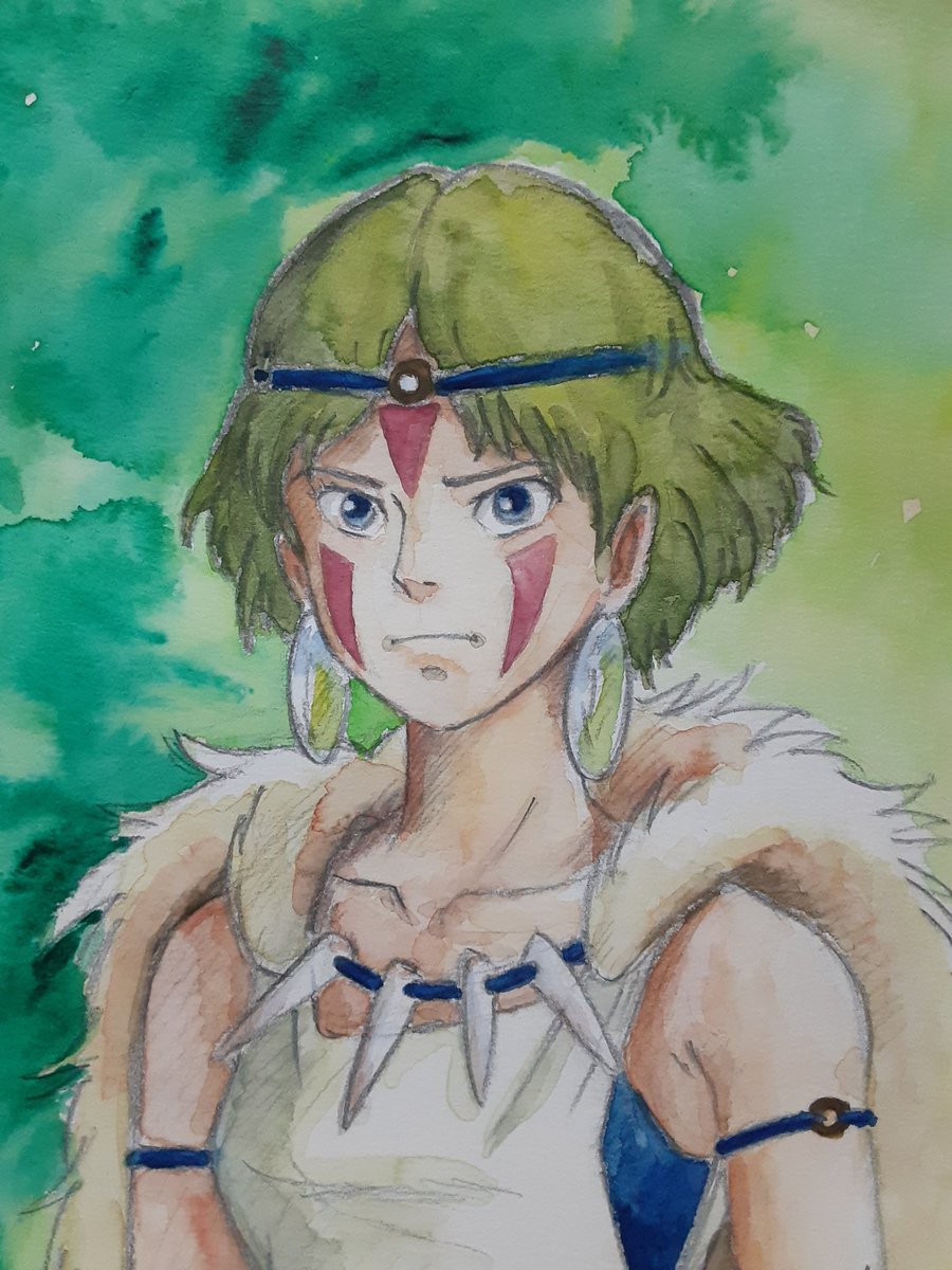4444 Caac もののけ姫 サンを描き描き もののけ姫 スタジオジブリ 宮崎駿 透明水彩 イラスト 4444 Caac もののけ姫 サンを描き描き もののけ姫 スタジオジブリ 宮崎駿 透明水彩 イラスト