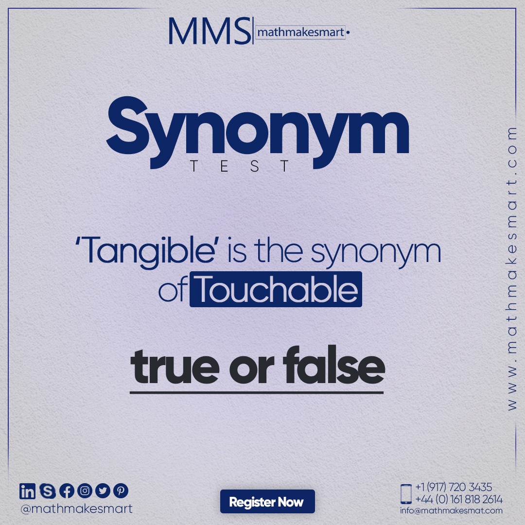 mathmakesmart's tweet image. Tangible is the synonym of Touchable - true or false

👩‍🔬 Math and Science Tutors from Grade 01-12
🖥visit us mathmakesmart.com
📲call us +1 (917) 720 3435

#MAthmakesmart #MMS @#Quizoftheday #Riddleme #QnA #Hometutor #onlineeducation