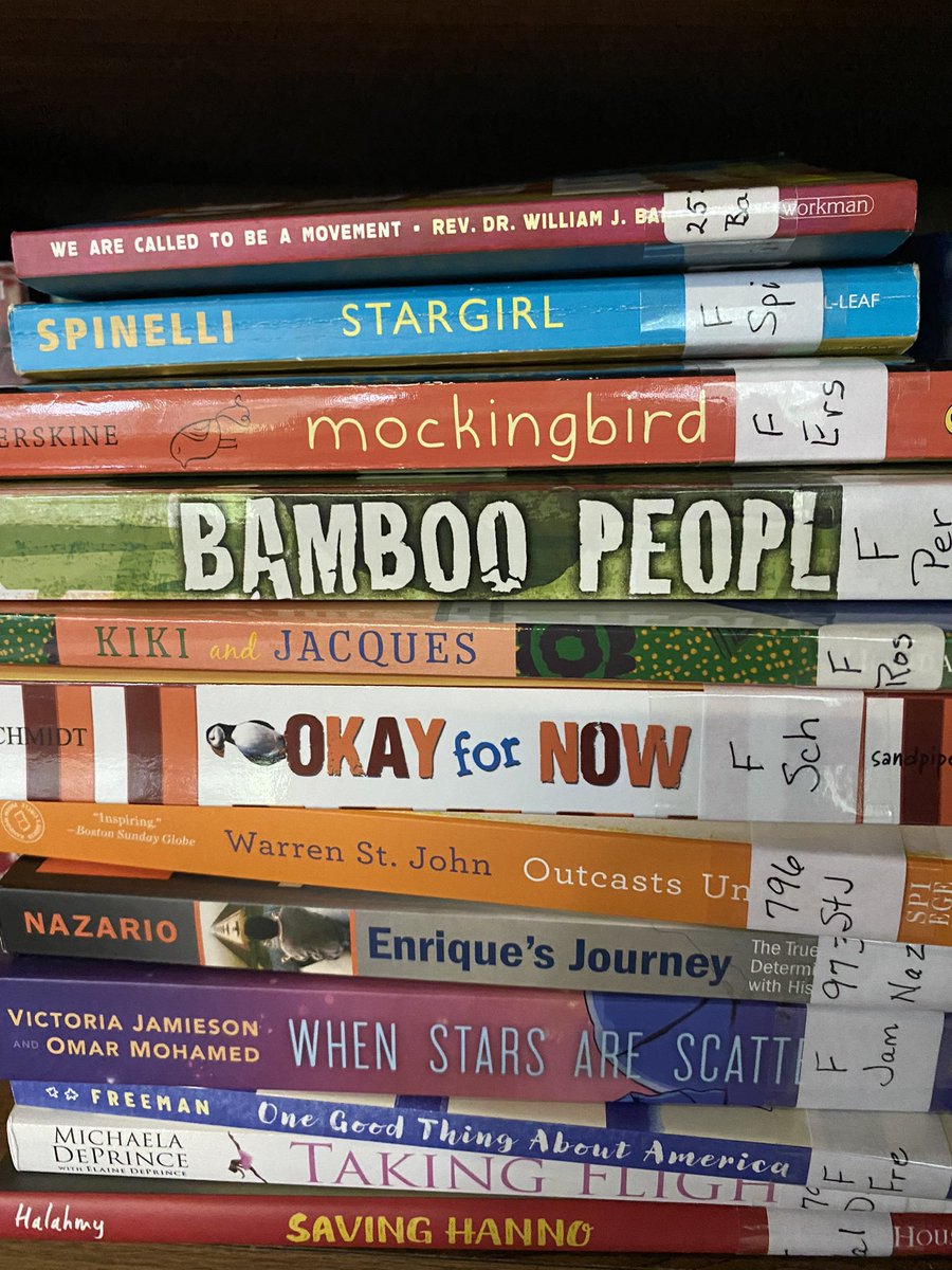studentsfaith's tweet photo. New books for the youth wing library! Many of these selections deal with displaced people and were purchased as another way to learn about refugees. #read #loveneighbor https://t.co/RNPx524gEg
