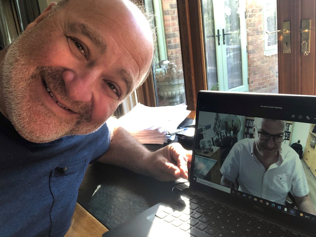 q3_services's tweet photo. This week is #happinessatworkweek and if there's one person you can guarantee to be working with a smile on his face, then it's @marty_fman the #CEO of @q3_services. He's seen here mid-Teams call with  @MDHaze who also seems remarkably #cheery and #content  #q3abetterplacetobe https://t.co/lzKgXr3IjJ