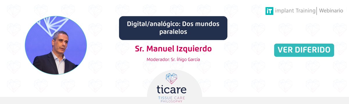 ticareimplants's tweet image. ¿Te perdiste el webinario "Digital/analógico: dos mundos paralelos" del Sr. Manuel Izquierdo? 

¡No hay problema! Aquí tienes el acceso en diferido ▶ bit.ly/2XuHJ5w

#ticareImplants #ticareWebinars #ImplantTraining #implantologia #odontología
