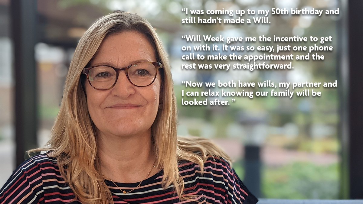 StChrisHospice's tweet photo. Tracy knows all about the importance of making a Will 📝

Don’t leave it too late ⌛

Call one of our participating solicitors before 24 September 📞

They’ll waive their fees in return for a donation to 💸 

https://t.co/ktJDRr7hj0

@AnthonyGoldLaw @GrantSaw @BatchelorsSHG https://t.co/xStSXnr7GE