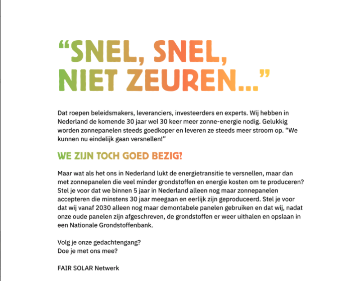 pepikhenneman's tweet photo. Maar wat als het ons in Nederland lukt de energietransitie te versnellen, maar dan met zonnepanelen die veel minder grondstoffen en energie kosten om te produceren? Woensdag lancering vernieuwingsnetwerk #transitieagenda voor #eerlijke en circulaire #zonneenergie #fairsolar https://t.co/SYDcE69xvK