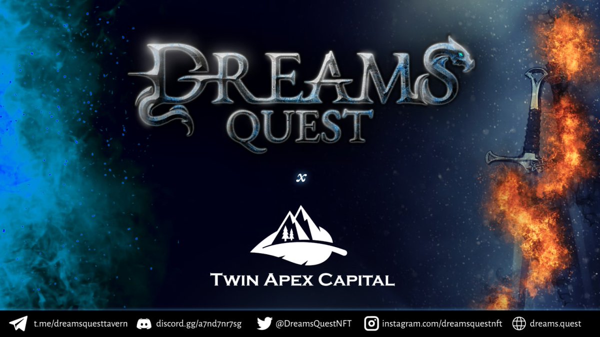 DreamsQuestNFT's tweet photo. 📣 #DreamsQuest #Allies

In our quest to build an RPG-styled unique NFT gaming platform, we are supported by strong allies. ⚔️

💥That being said, we're proud to announce our latest $DREAMS ally in Twin Apex Capital!

🛡️Read more:
https://t.co/KHat93D9yG

 #NFTGame #PlaytoEarn https://t.co/agNB7xPPWg