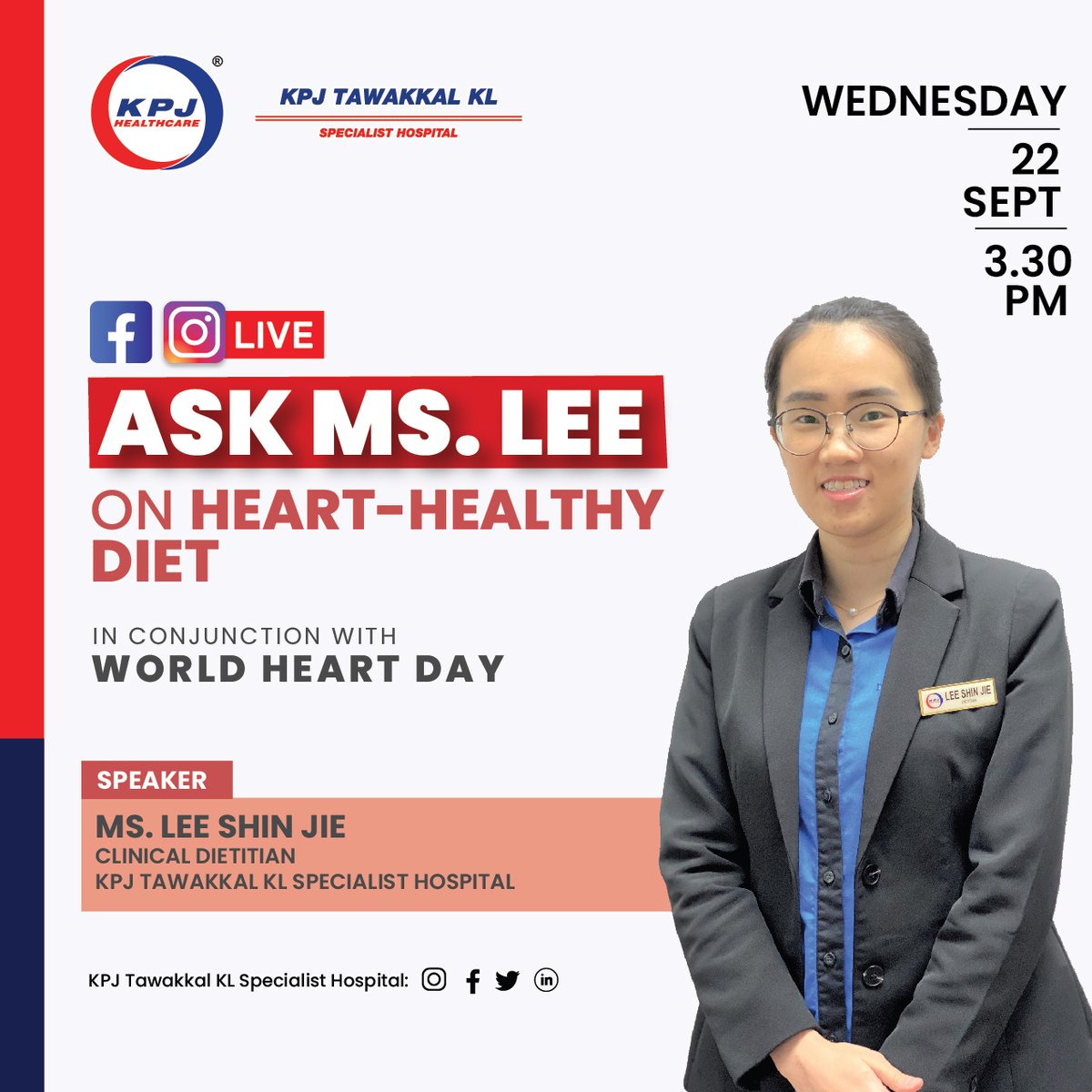 Kpj Tawakkal Kl Official On Twitter Hi Catch Us On Facebook And Instagram Live With Our Dietitian Ms Lee Shin Jie This Wednesday 22 September 2021 At 3 30pm Got Questions Drop It