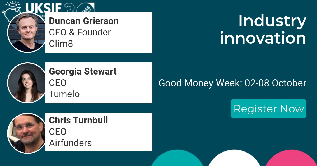 Good Money Week (@goodmoneyweek) on Twitter photo We're pleased to have <a href="/duncan_grierson/">Duncan Grierson</a> of <a href="/clim8invest/">Clim8</a>, <a href="/IAmGeorgiaS/">Georgia Stewart</a> of <a href="/tumeloHQ/">Tumelo</a> and
Chris Turnbull of <a href="/airfunders/">AirFunders</a> speaking at Good Money Week, discussing Industry Innovation on Engagement.
Register today and join us there:
uksif.org/events/good-mo……
#goodmoneyweek2021 #speakers We're pleased to have <a href="/duncan_grierson/">Duncan Grierson</a> of <a href="/clim8invest/">Clim8</a>, <a href="/IAmGeorgiaS/">Georgia Stewart</a> of <a href="/tumeloHQ/">Tumelo</a> and
Chris Turnbull of <a href="/airfunders/">AirFunders</a> speaking at Good Money Week, discussing Industry Innovation on Engagement.
Register today and join us there:
uksif.org/events/good-mo……
#goodmoneyweek2021 #speakers