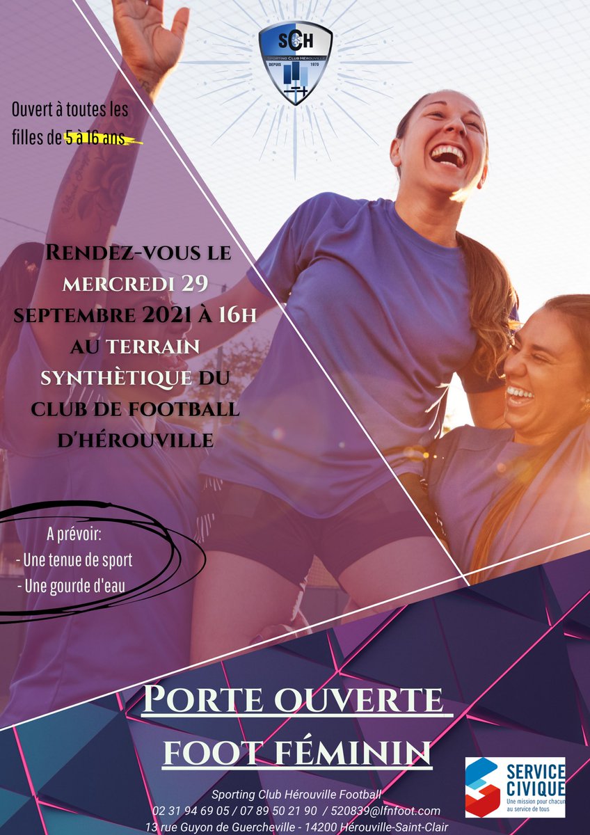 📣 Le SC Herouville vous ouvre ses portes ce mercredi 29 septembre pour une porte ouverte féminine.                          ⚠️ Partagez l’information au maximum   #foot #football #herouville #sport #Girl #fille #soccer #fff #FFF