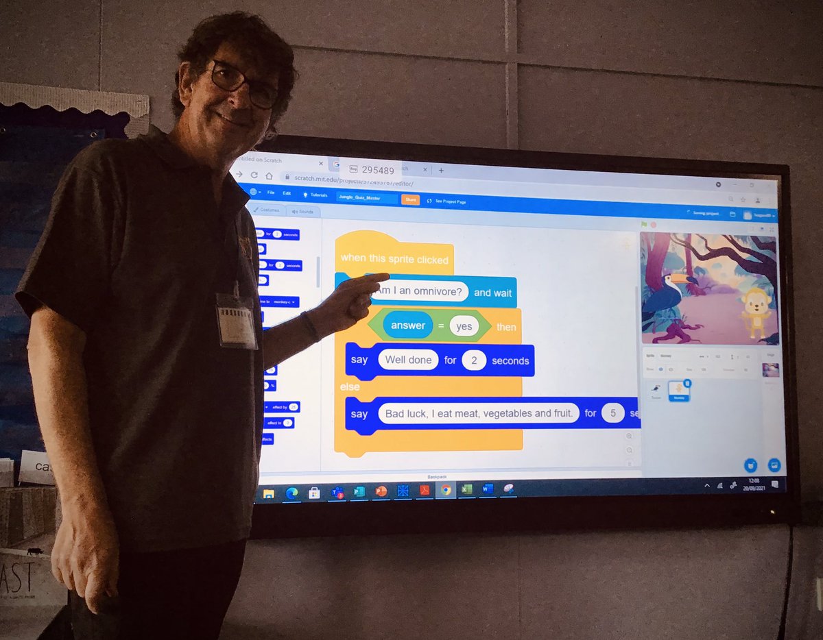 amazingict's tweet photo. #Scratch #Computing Here are the blocks needed for a basic quiz based on a monkey in a jungle. Thanks @ScratchWiki and @scratch for the tools needed to my job at #TeaguesBridgePrimary in #Telford UK https://t.co/3BdudRzra1